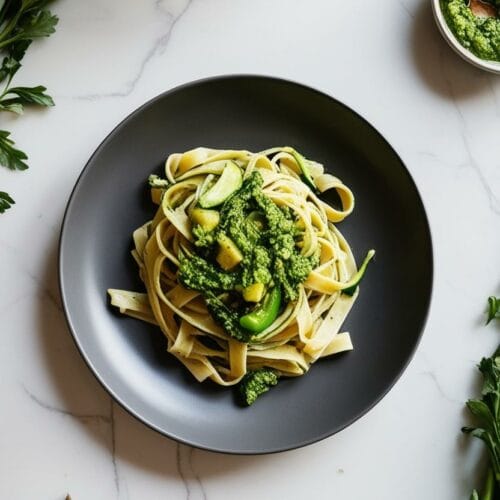 Pâtes aux légumes et pesto
