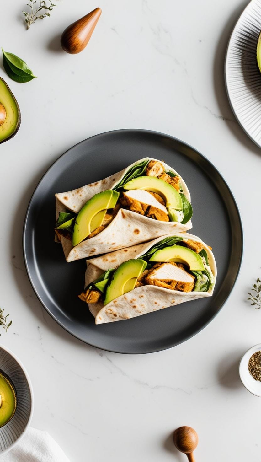 Chicken and avocado wraps