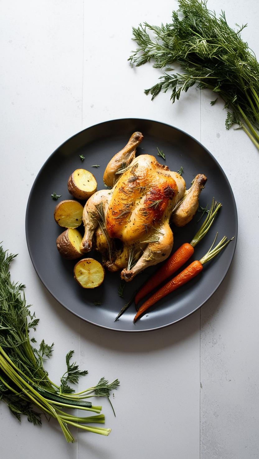 Herb-roasted chicken with vegetables