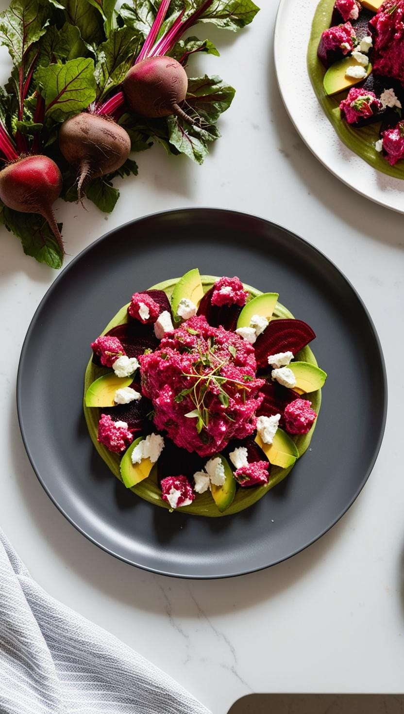 Beet and Avocado Tartar with Fromage Frais