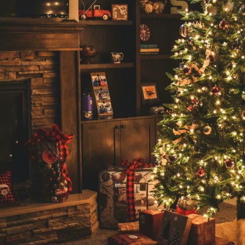 Lighted christmas tree