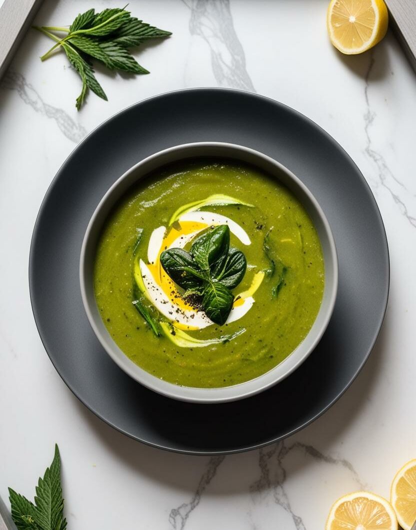 Zucchini, Spinach and Lemon Detox Soup with CBD